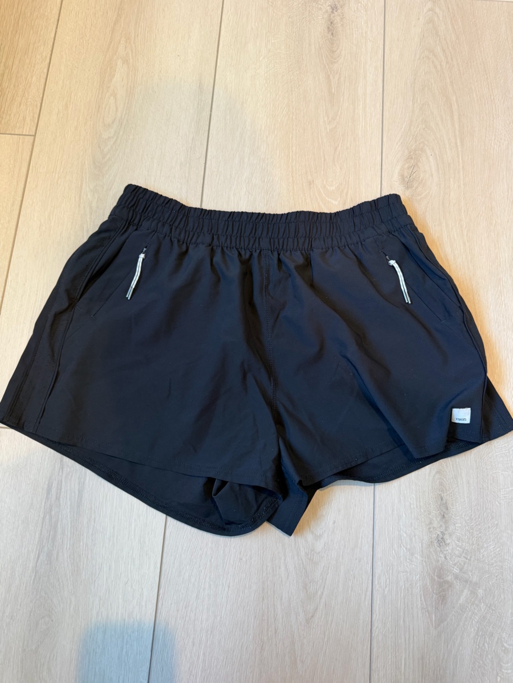 Vuori Black Women's Athletic Shorts with Zip Pockets